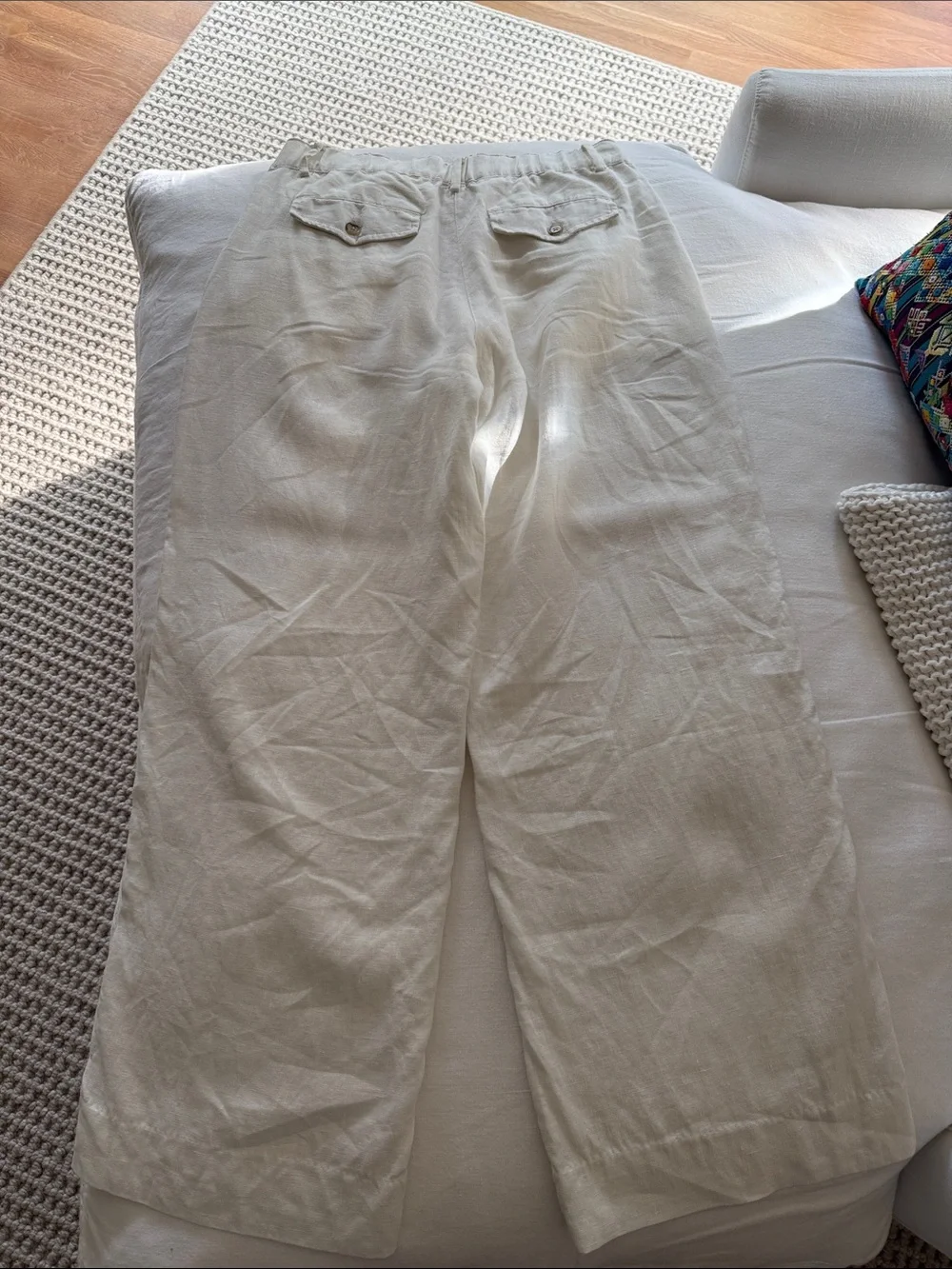 White linen wide linen pant size small